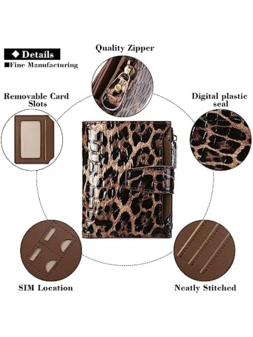 Stylish Leather Women's Wallet - RFID Blocking, Leopard Print Credit Card Holder